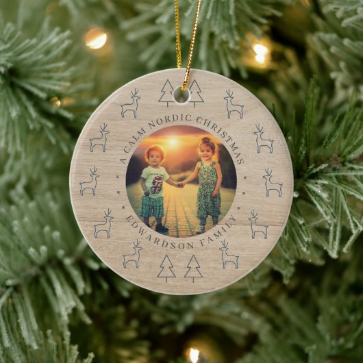 Create your own nordic family photo christmas keramisch ornament (Boom)