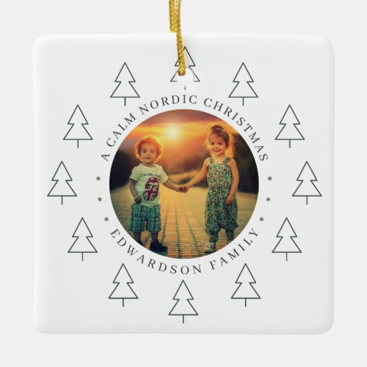 Create your own nordic family photo christmas keramisch ornament (Voorkant)