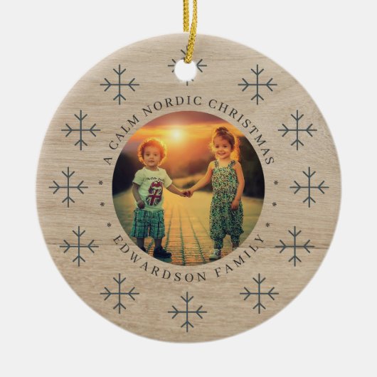 Create your own nordic family photo christmas keramisch ornament (Voorkant)