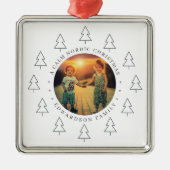 Create your own nordic family photo christmas metalen ornament (Voorkant)