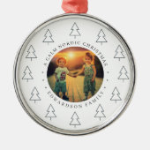 Create your own nordic family photo christmas metalen ornament (Voorkant)