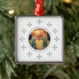 Create your own nordic family photo christmas metalen ornament