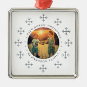 Create your own nordic family photo christmas metalen ornament (Voorkant)