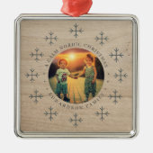 Create your own nordic family photo christmas metalen ornament (Voorkant)