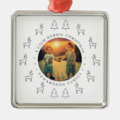 Create your own nordic family photo christmas metalen ornament (Voorkant)