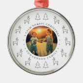 Create your own nordic family photo christmas metalen ornament (Voorkant)