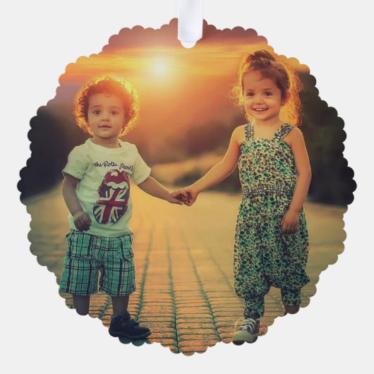 Create your own nordic family photo christmas ornament kaart (Achterkant)