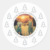 Create your own nordic family photo christmas ronde sticker (Voorkant)