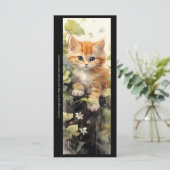 Create Your Own Orange Kitten Floral Bookmark Card (Staand voorkant)