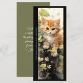 Create Your Own Orange Kitten Floral Bookmark Card (Voorkant / Achterkant)