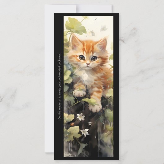 Create Your Own Orange Kitten Floral Bookmark Card (Voorkant)