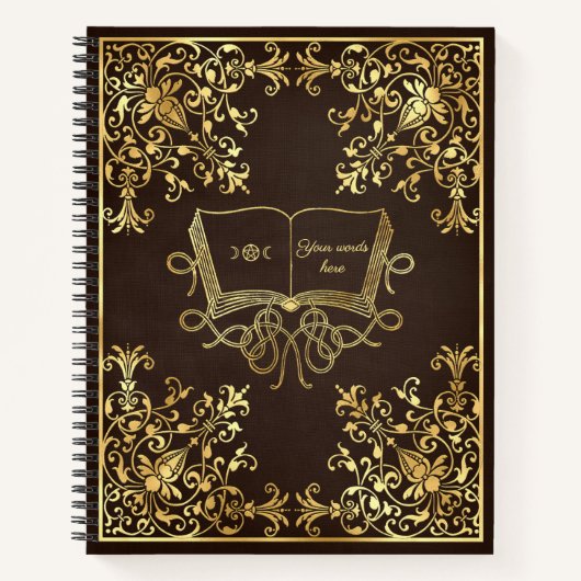 Create Your Own Ornate Gilded Grimoire Brown Notitieboek (Voorkant)