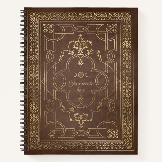 Create Your Own Ornate Gilded Umber Brown Notitieboek (Voorkant)