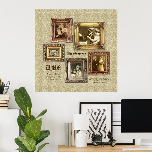 Create Your Own Ornate Gold Antique Frames Collage Poster (Thuiskantoor)