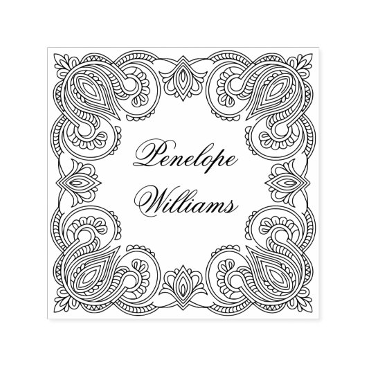 Create Your Own Ornate Paisley Personalized Name Zelfinktende Stempel (Design)