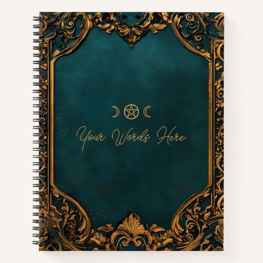 Create Your Own Ornate Teal & Tarnished Gold Notitieboek (Voorkant)