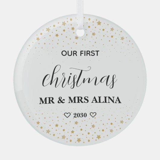 Create Your Own Our First Christmas Married Glas Ornament (Voorkant)