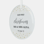 Create Your Own Our First Christmas Married Glas Ornament (Voorkant links)