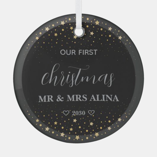 Create Your Own Our First Christmas Married Glas Ornament (Voorkant)