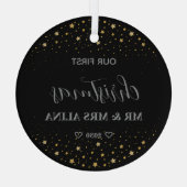 Create Your Own Our First Christmas Married Glas Ornament (Achterkant)