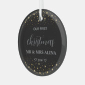 Create Your Own Our First Christmas Married Glas Ornament (Voorkant links)