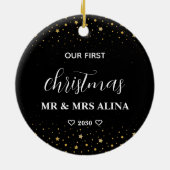 Create Your Own Our First Christmas Married Keramisch Ornament (Achterkant)