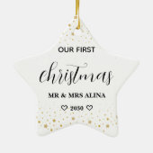 Create Your Own Our First Christmas Married Keramisch Ornament (Achterkant)