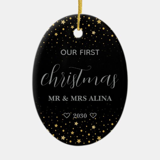 Create Your Own Our First Christmas Married Keramisch Ornament (Voorkant)