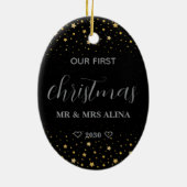 Create Your Own Our First Christmas Married Keramisch Ornament (Achterkant)