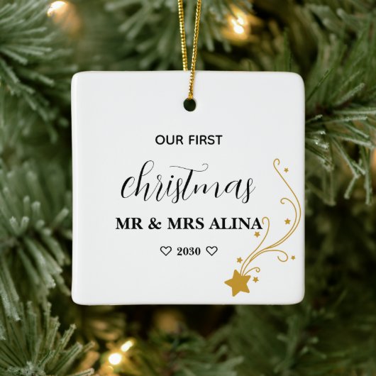 Create Your Own Our First Christmas Married Keramisch Ornament (Boom)