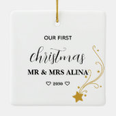 Create Your Own Our First Christmas Married Keramisch Ornament (Achterkant)