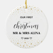 Create Your Own Our First Christmas Married Keramisch Ornament (Achterkant)