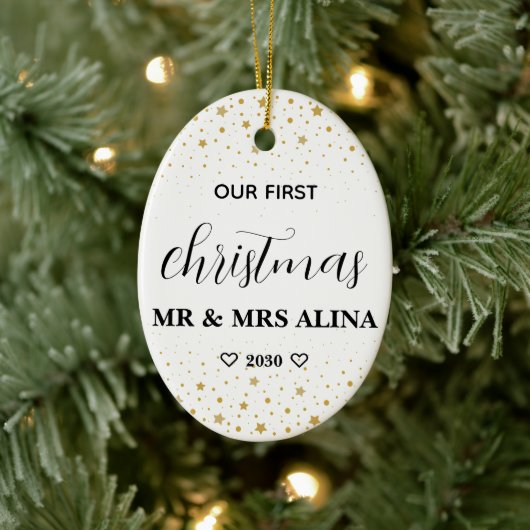 Create Your Own Our First Christmas Married Keramisch Ornament (Boom)