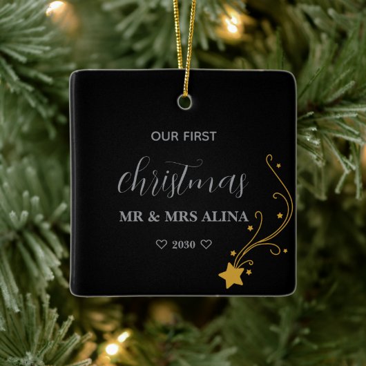 Create Your Own Our First Christmas Married Keramisch Ornament (Boom)