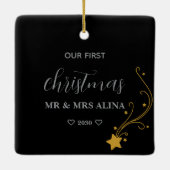 Create Your Own Our First Christmas Married Keramisch Ornament (Achterkant)