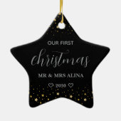 Create Your Own Our First Christmas Married Keramisch Ornament (Achterkant)