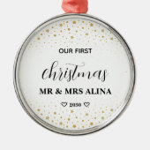 Create Your Own Our First Christmas Married Metalen Ornament (Voorkant)