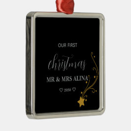 Create Your Own Our First Christmas Married Metalen Ornament