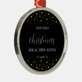 Create Your Own Our First Christmas Married Metalen Ornament