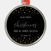 Create Your Own Our First Christmas Married Metalen Ornament (Voorkant)