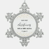 Create Your Own Our First Christmas Married Tin Sneeuwvlok Ornament (Voorkant)