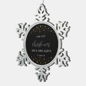 Create Your Own Our First Christmas Married Tin Sneeuwvlok Ornament (Rechts)