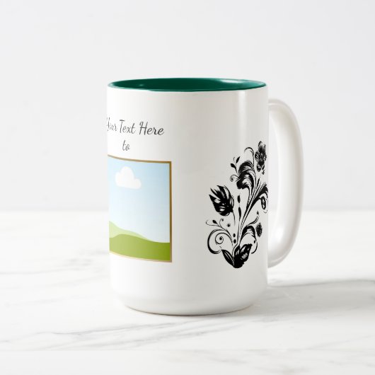 Create Your Own personalized Template Text  Tweekleurige Koffiemok (Voorkant rechts)