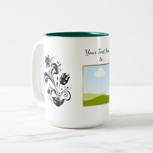 Create Your Own personalized Template Text Tweekleurige Koffiemok (Voorkant links)