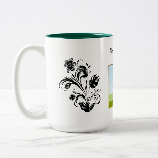 Create Your Own personalized Template Text  Tweekleurige Koffiemok (Links)