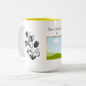 Create Your Own personalized Template Text  Tweekleurige Koffiemok (Voorkant links)