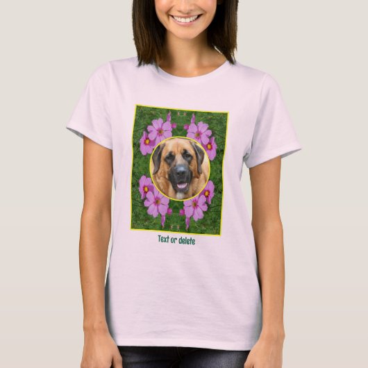Create Your Own Pet Photo Pink Cosmos Flowers  T-shirt (Voorkant)
