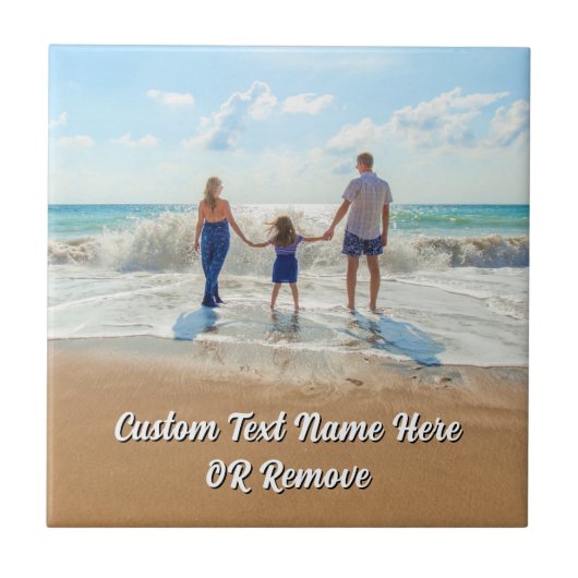 Create Your Own Photo Ceramic Tile Gift with Text Tegeltje (Voorkant)