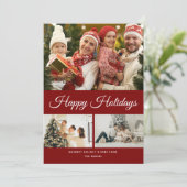 Create Your Own Photo Collage Red Background Feestdagenkaart (Staand voorkant)