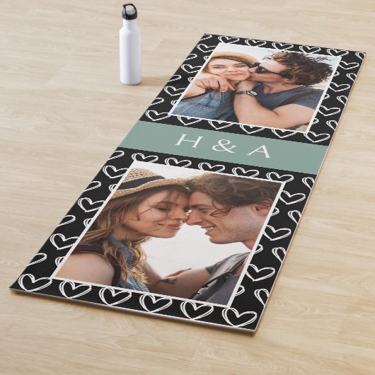 Create Your Own Photo Collage Sage Green Monogram  Yogamat (In situ)